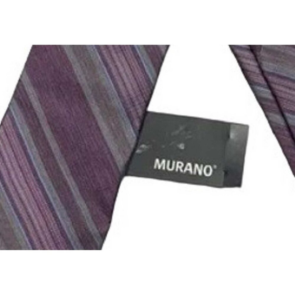 MURANO PURPLE BLUE STRIPED TIE - Picture 2 of 2